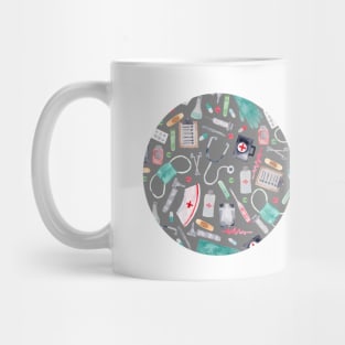 Medical Pattern | Doctor | Nurse | Watercolor | Grey Texture Mug